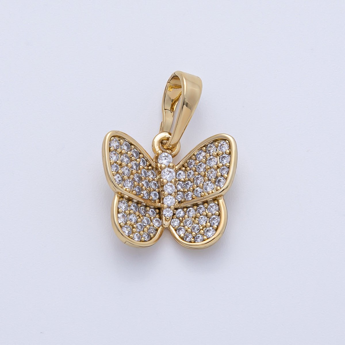 14K Gold Filled 14mm Micro Paved CZ Butterfly Insect Pendant | Charms - 00082 - DLUXCA