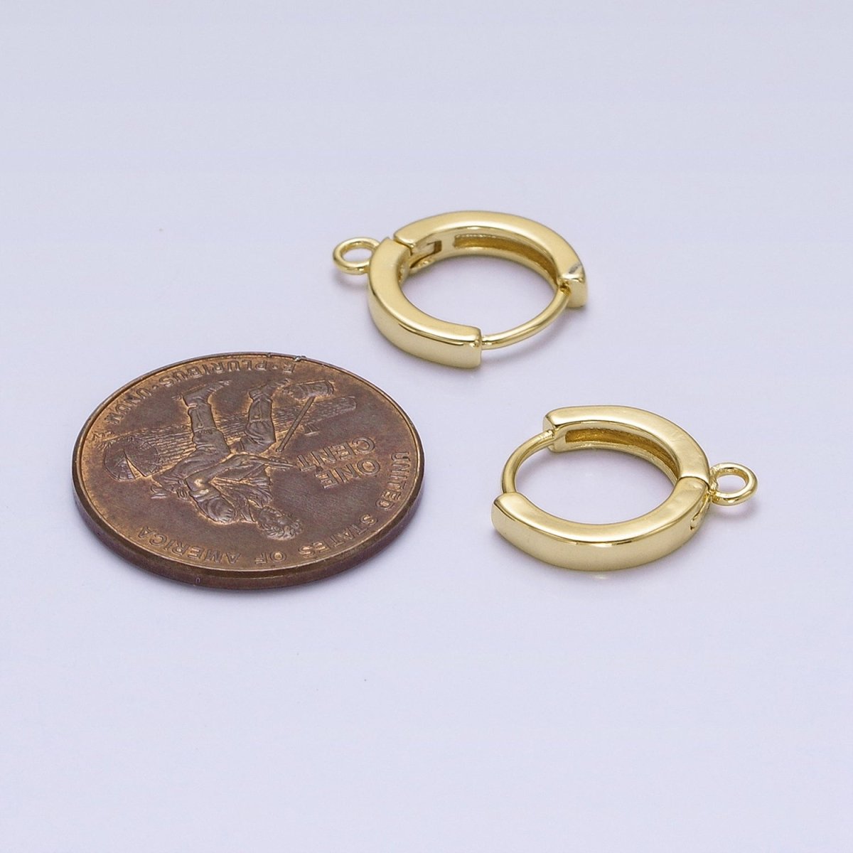 14K Gold Filled 14mm Minimalist Huggie Earrings Findings | Z639 - DLUXCA