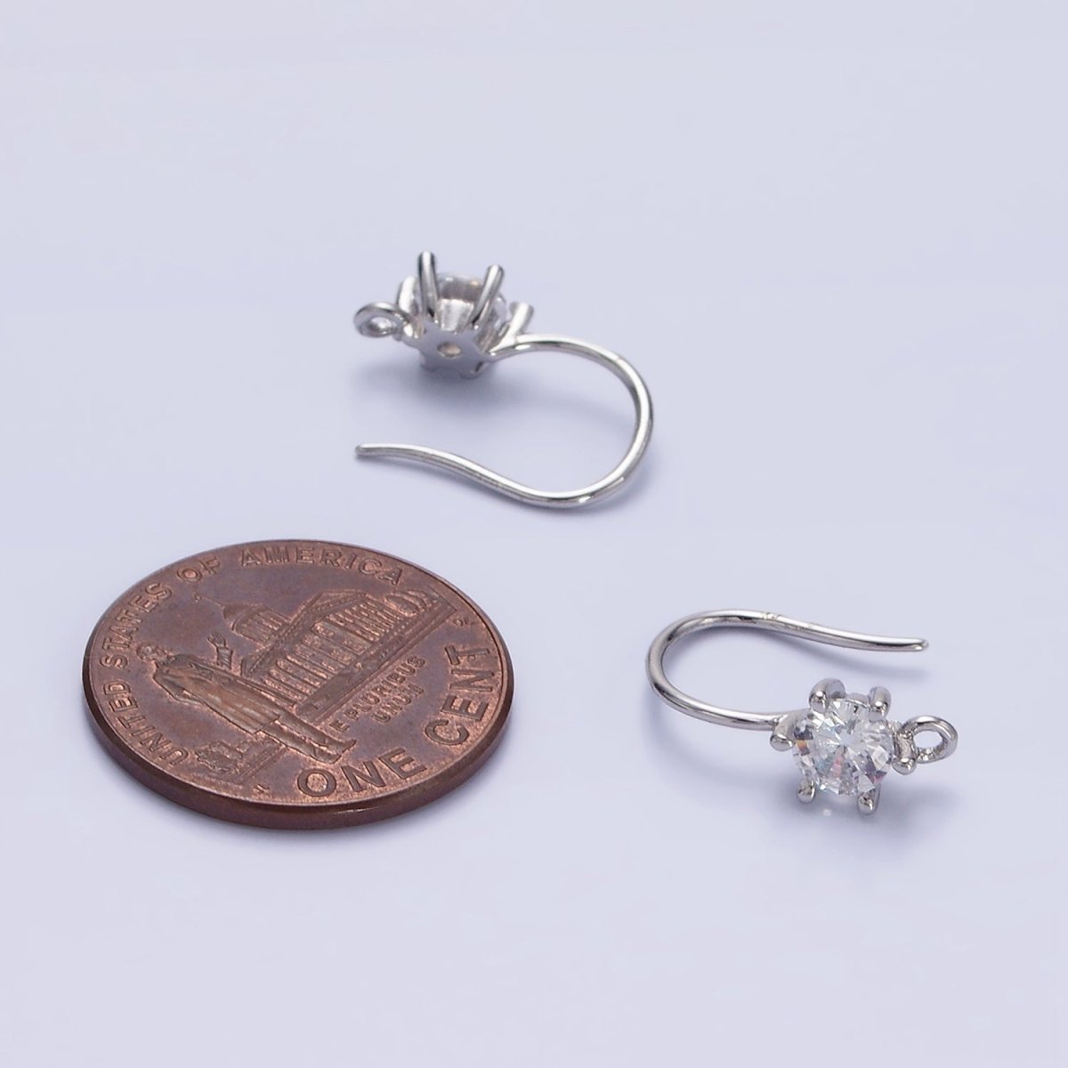 14K Gold Filled 15mm Clear CZ Flower French Hook Earrings Findings in Gold & Silver | Z754 Z777 - DLUXCA