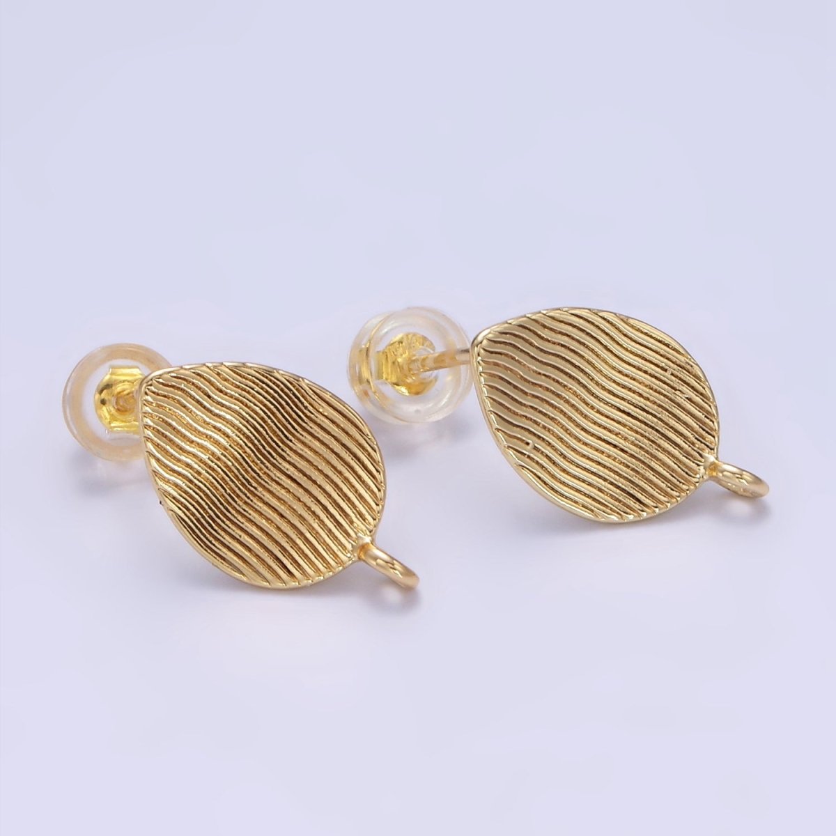 14K Gold Filled 15mm Line - Textured Teardrop Stud Drop Earring Findings | Z814 - DLUXCA