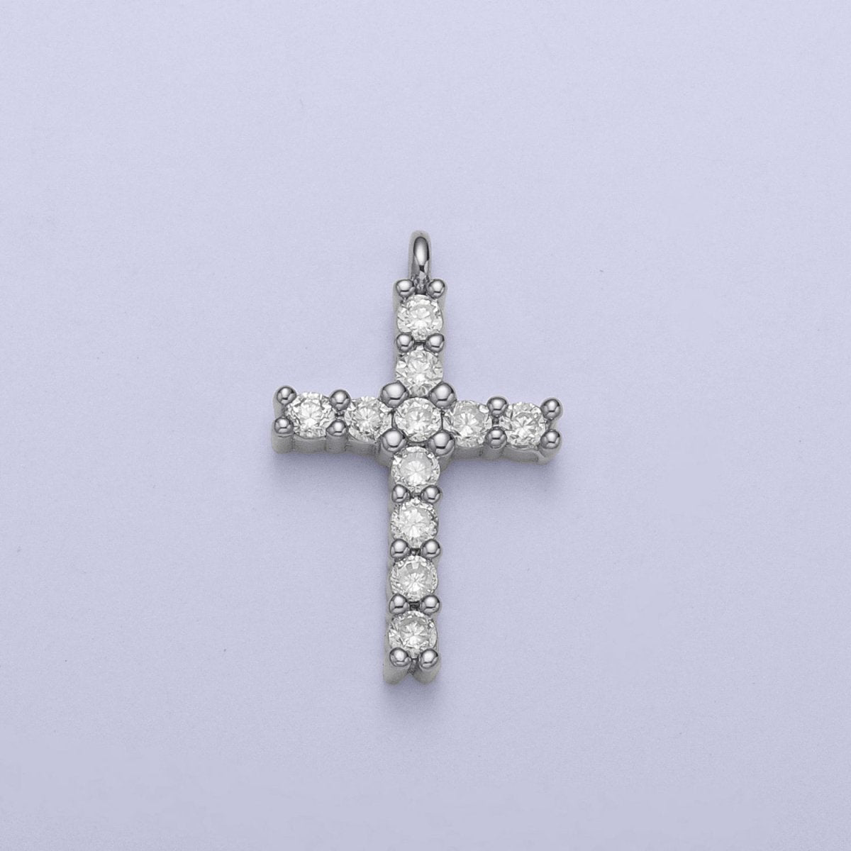 14K Gold Filled 15mm Micro Paved CZ Religious Cross Charm in Gold & Silver | C877 - DLUXCA