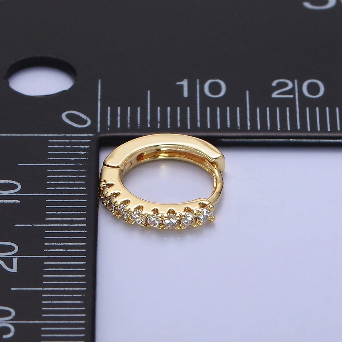 14K Gold Filled 15mm Micro Paved Huggie Earrings | P079 - DLUXCA