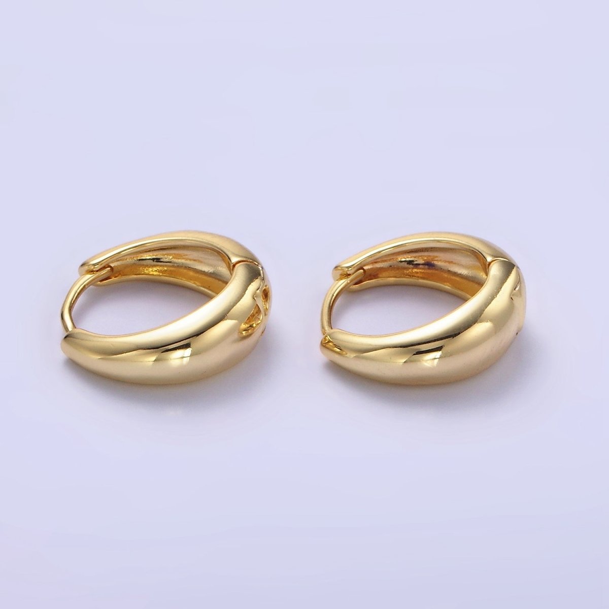 14K Gold Filled 15mm Minimalist Dome Huggie Earrings | P213 - DLUXCA