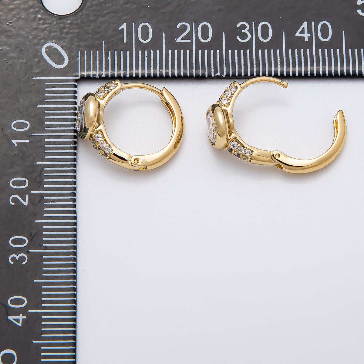 14K Gold Filled 15mm Oval Micro Paved CZ Cartilage Huggie Earrings | Earrings - 00274 - DLUXCA