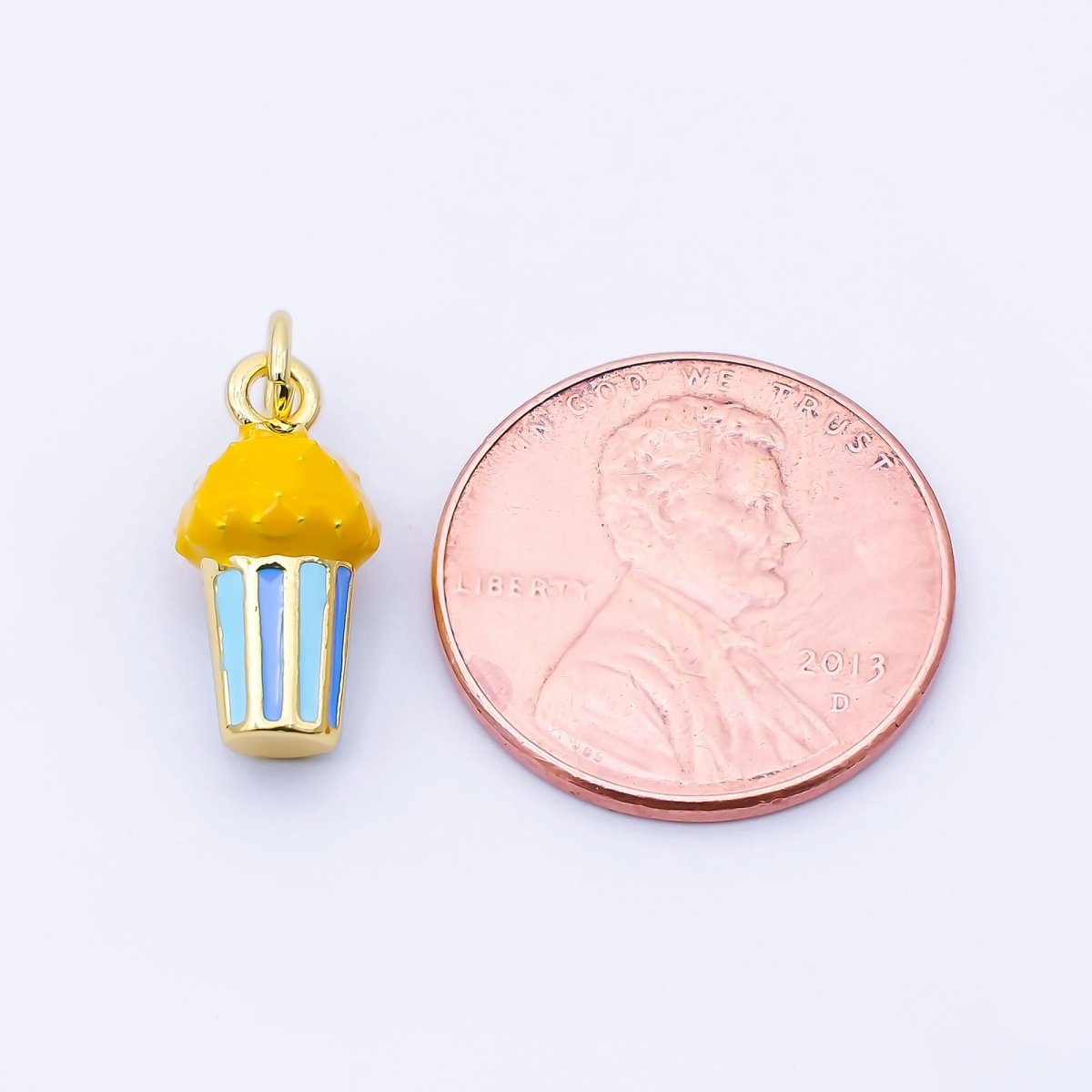 14K Gold Filled 15mm Popcorn Enamel 3D Multidimensional Charm | C942 - DLUXCA
