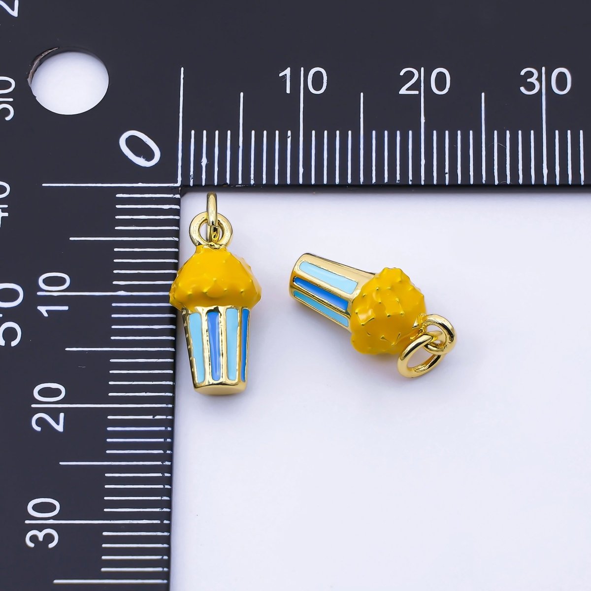 14K Gold Filled 15mm Popcorn Enamel 3D Multidimensional Charm | C942 - DLUXCA