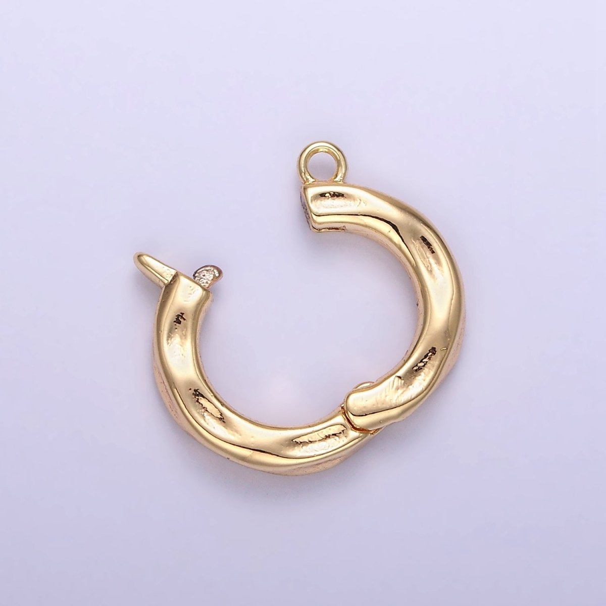 14K Gold Filled 15mm Round Hammered Enhancer Clasps Closure Findings | Z795 - DLUXCA