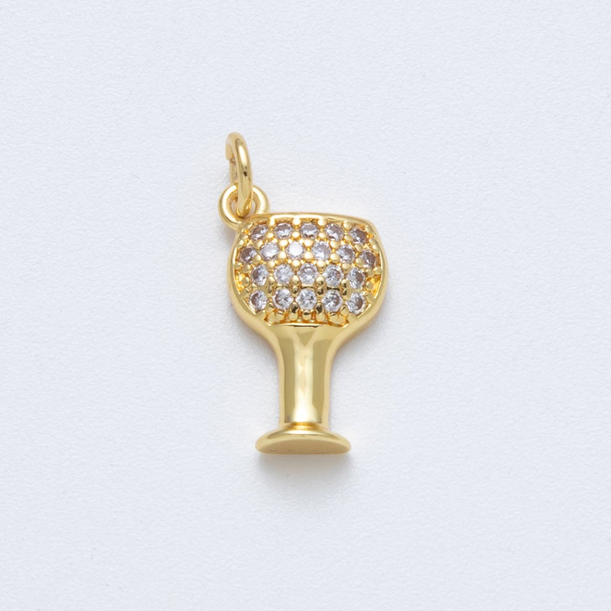 14K Gold Filled 16.6mm Micro Paved CZ Champagne Wine Charm | Charms - 00039 - DLUXCA