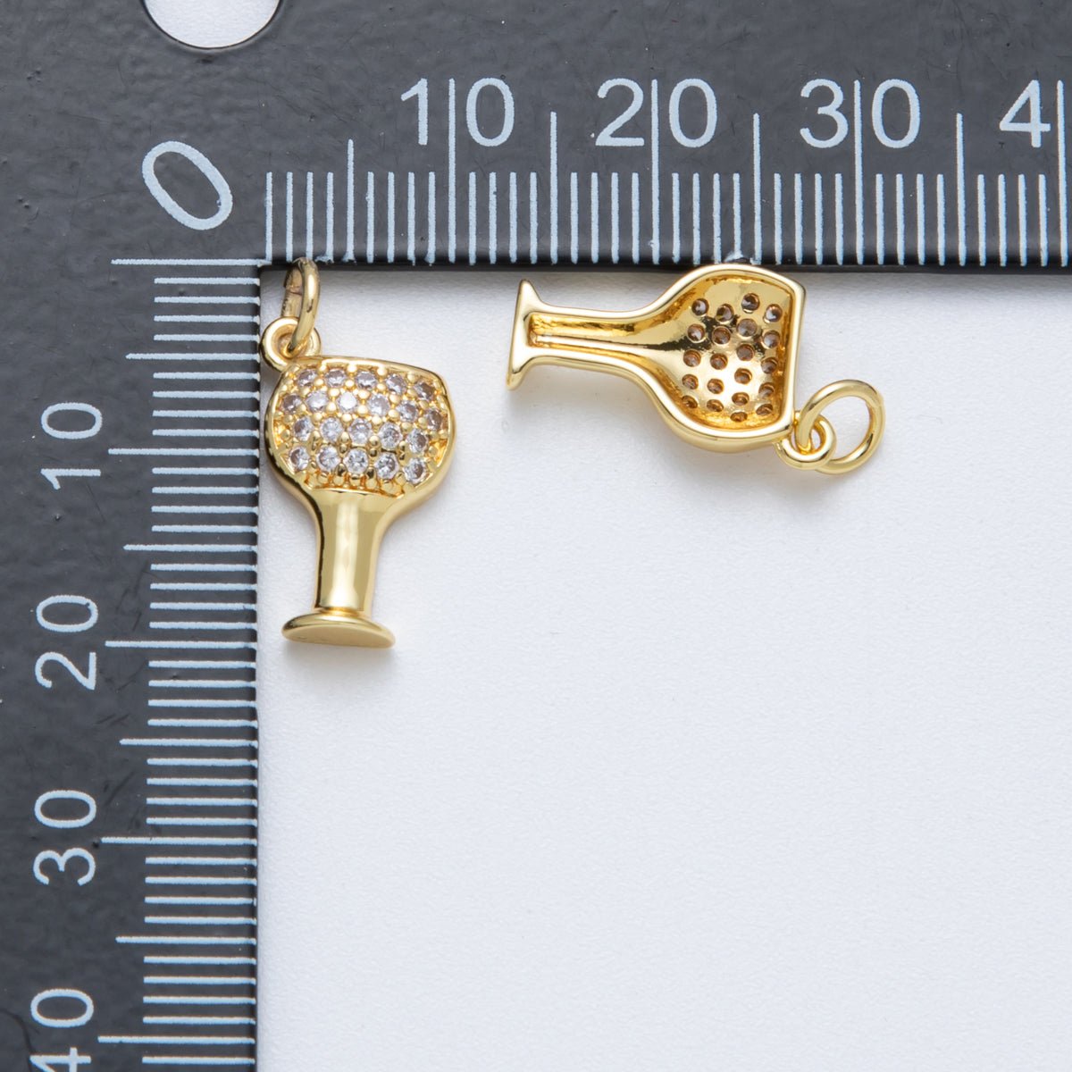 14K Gold Filled 16.6mm Micro Paved CZ Champagne Wine Charm | Charms - 00039 - DLUXCA