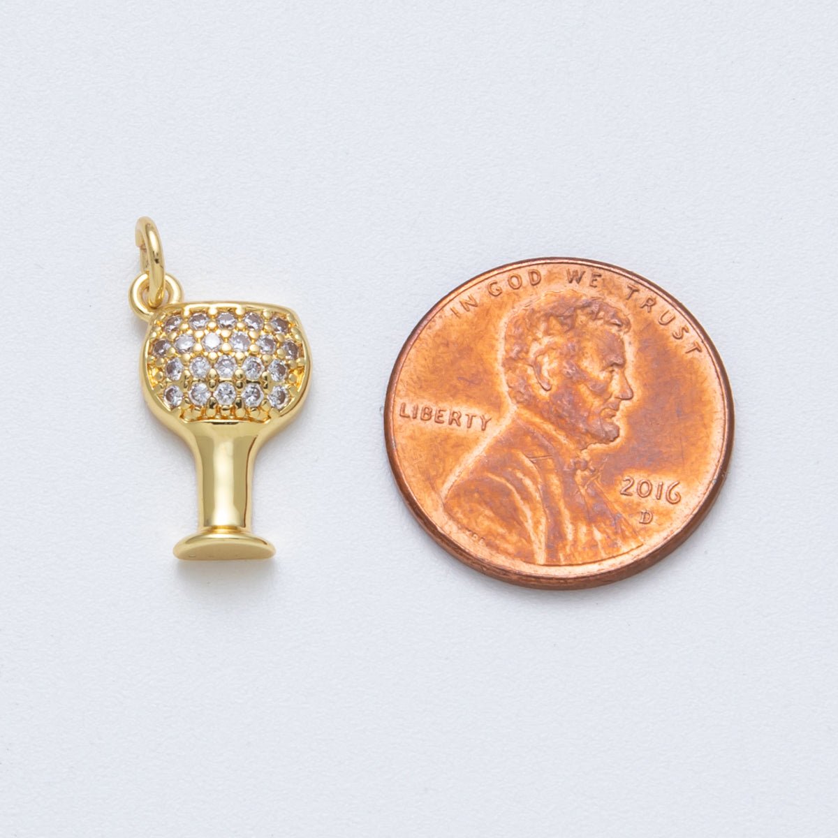 14K Gold Filled 16.6mm Micro Paved CZ Champagne Wine Charm | Charms - 00039 - DLUXCA