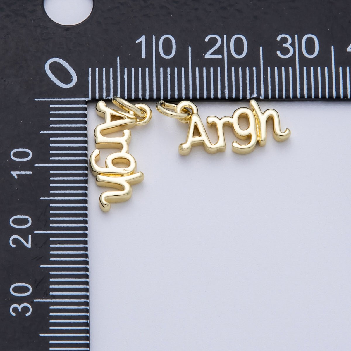 14K Gold Filled 16mm "Argh" Minimalist Script Charm | Charms - 00029 - DLUXCA