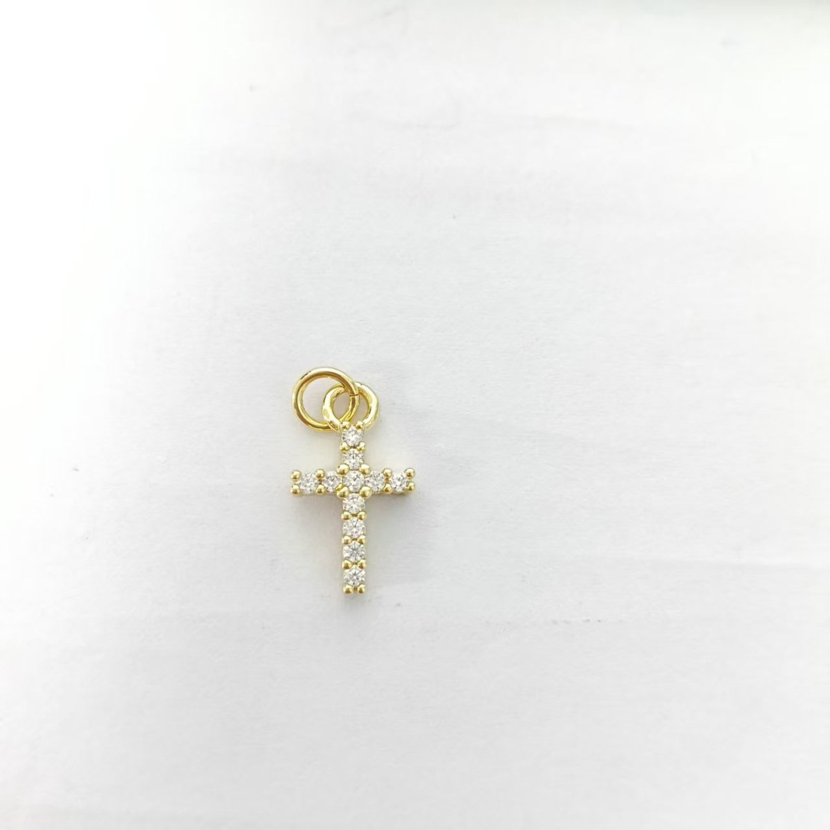 14K Gold Filled 16mm Micro Paved CZ Christian Cross Symbol Charm | AF1433 - DLUXCA