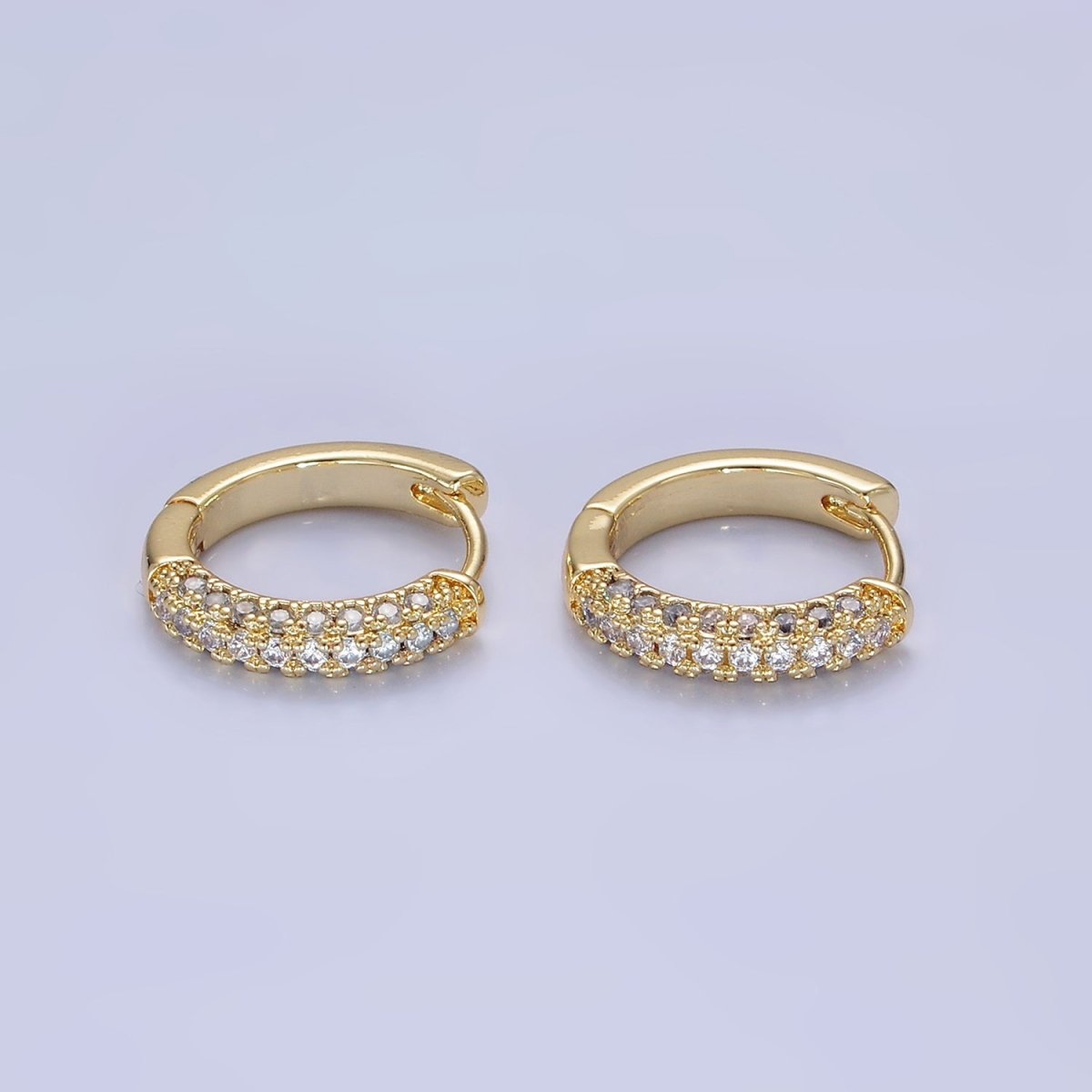 14K Gold Filled 16mm Micro Paved CZ Huggie Earrings | AE528 - DLUXCA