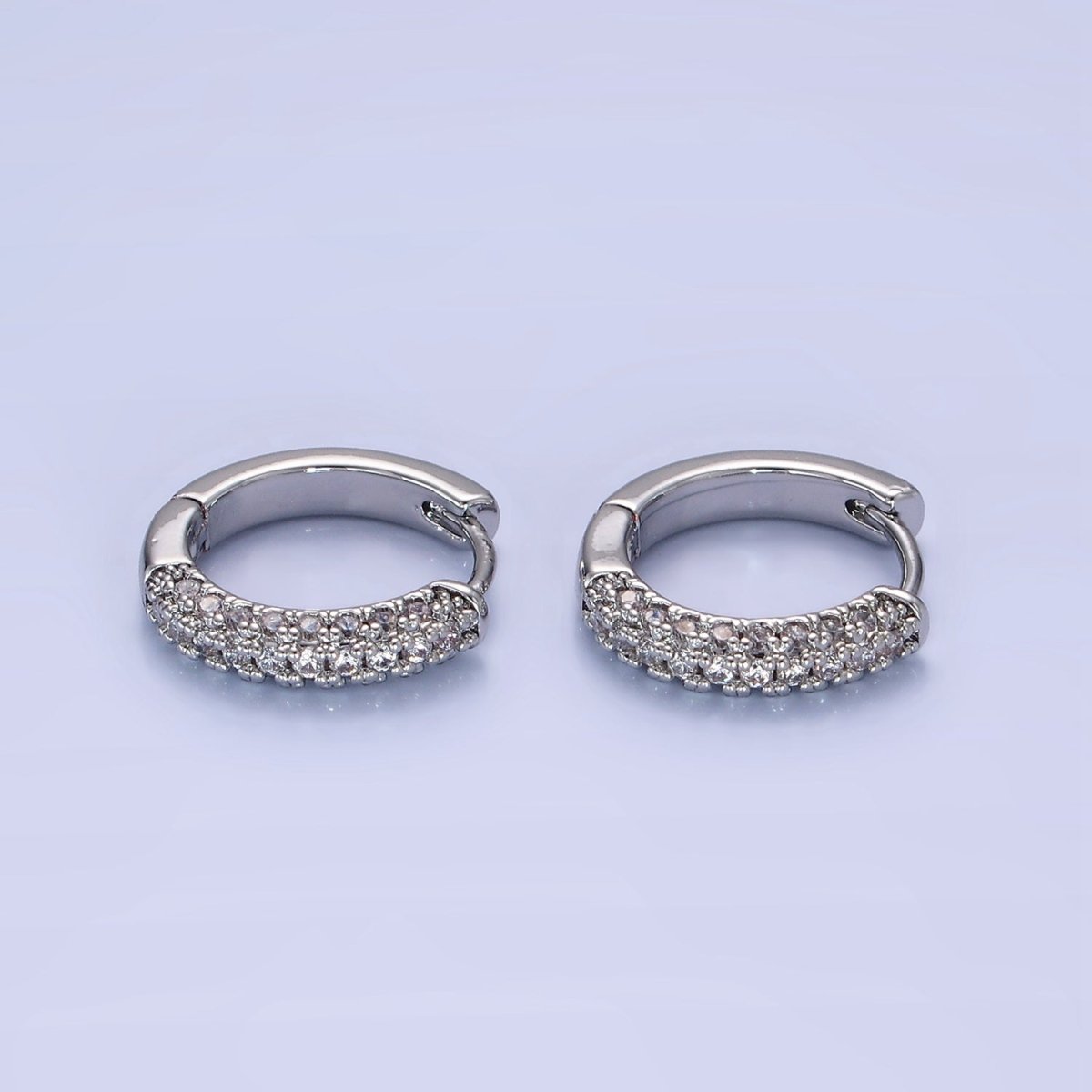 14K Gold Filled 16mm Micro Paved CZ Huggie Earrings in Gold & Silver | AE528 AE529 - DLUXCA