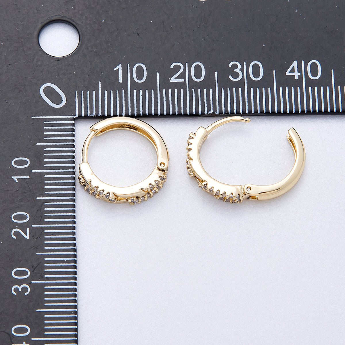 14K Gold Filled 16mm Micro Paved CZ Paperclip Chain Link Huggie | Earrings - 00169 - DLUXCA