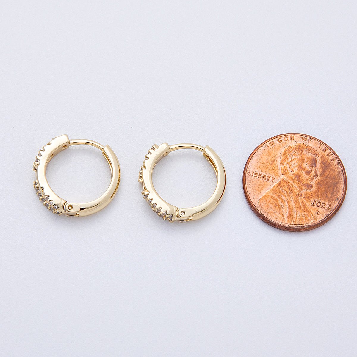 14K Gold Filled 16mm Micro Paved CZ Paperclip Chain Link Huggie | Earrings - 00169 - DLUXCA