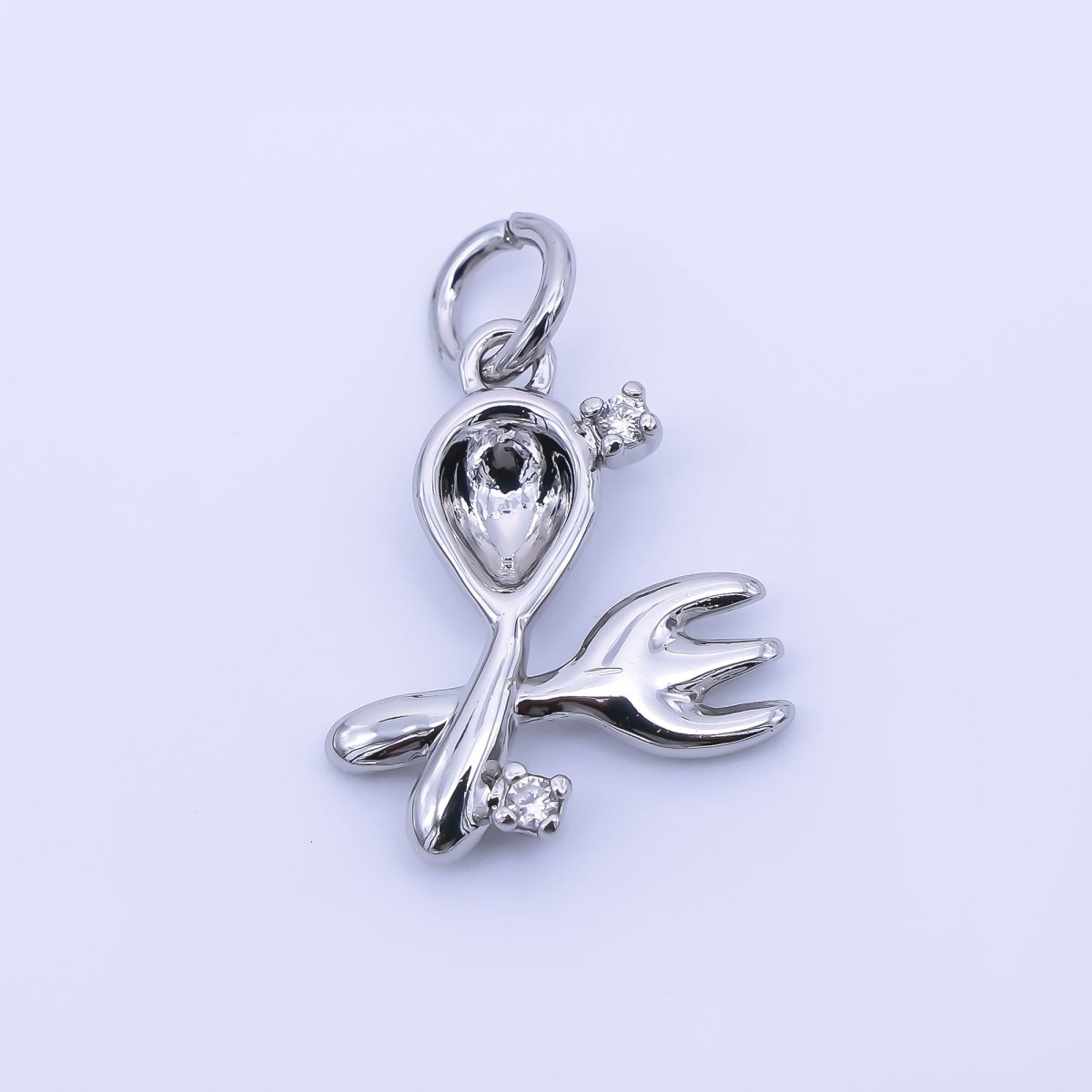 14K Gold Filled 16mm Twin Oval CZ Spoon, Fork Kitchen Utensils Charm | AF1292 - DLUXCA