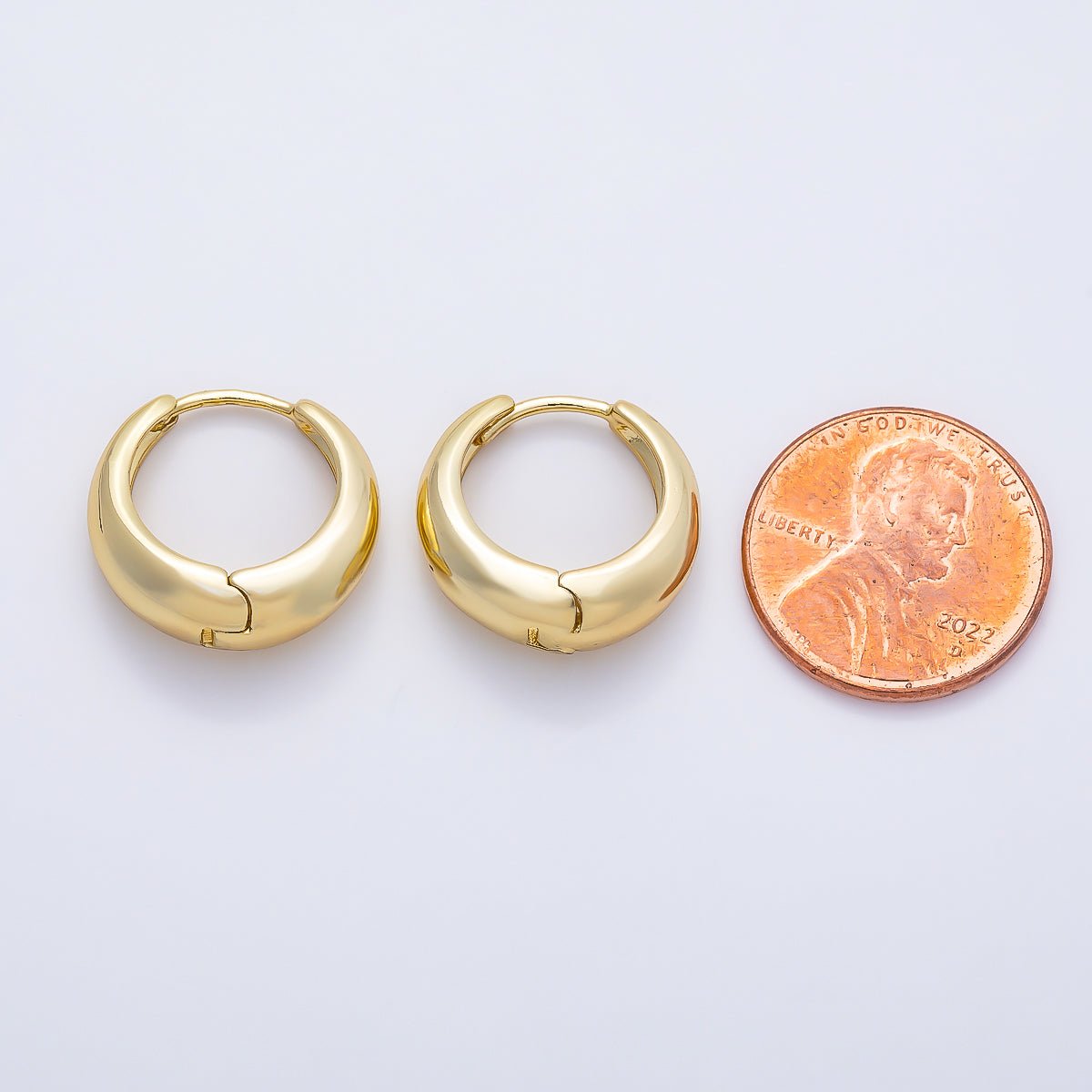 14K Gold Filled 17.8mm Minimalist Dome Huggie | Earrings-00673 - DLUXCA