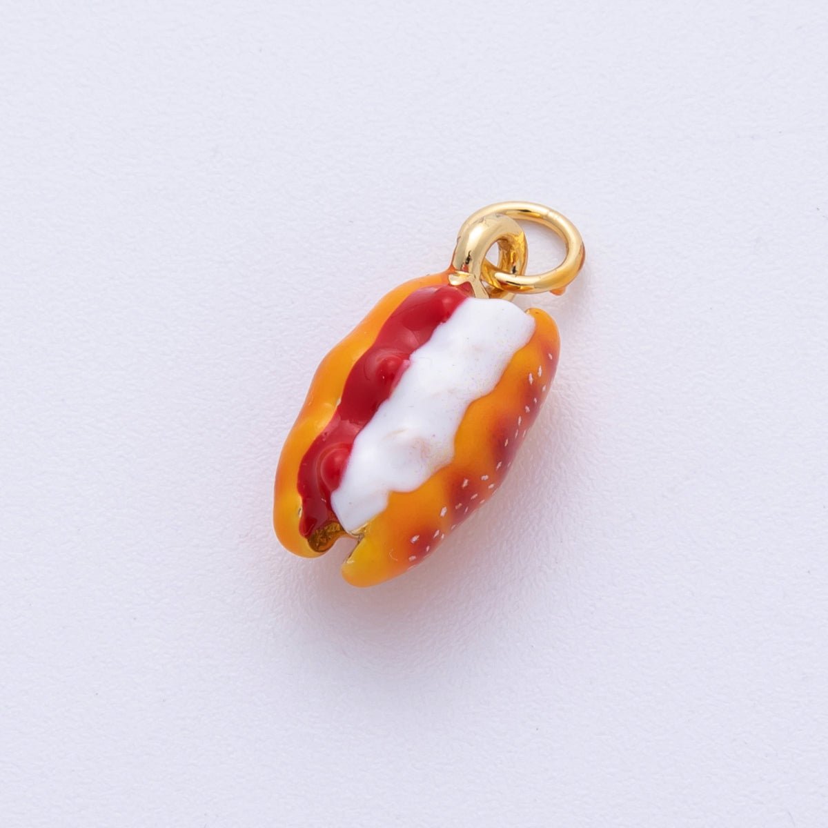 14K Gold Filled 17mm Hot Dog Food 3D Multidimensional Charm | Charms - 00023 - DLUXCA