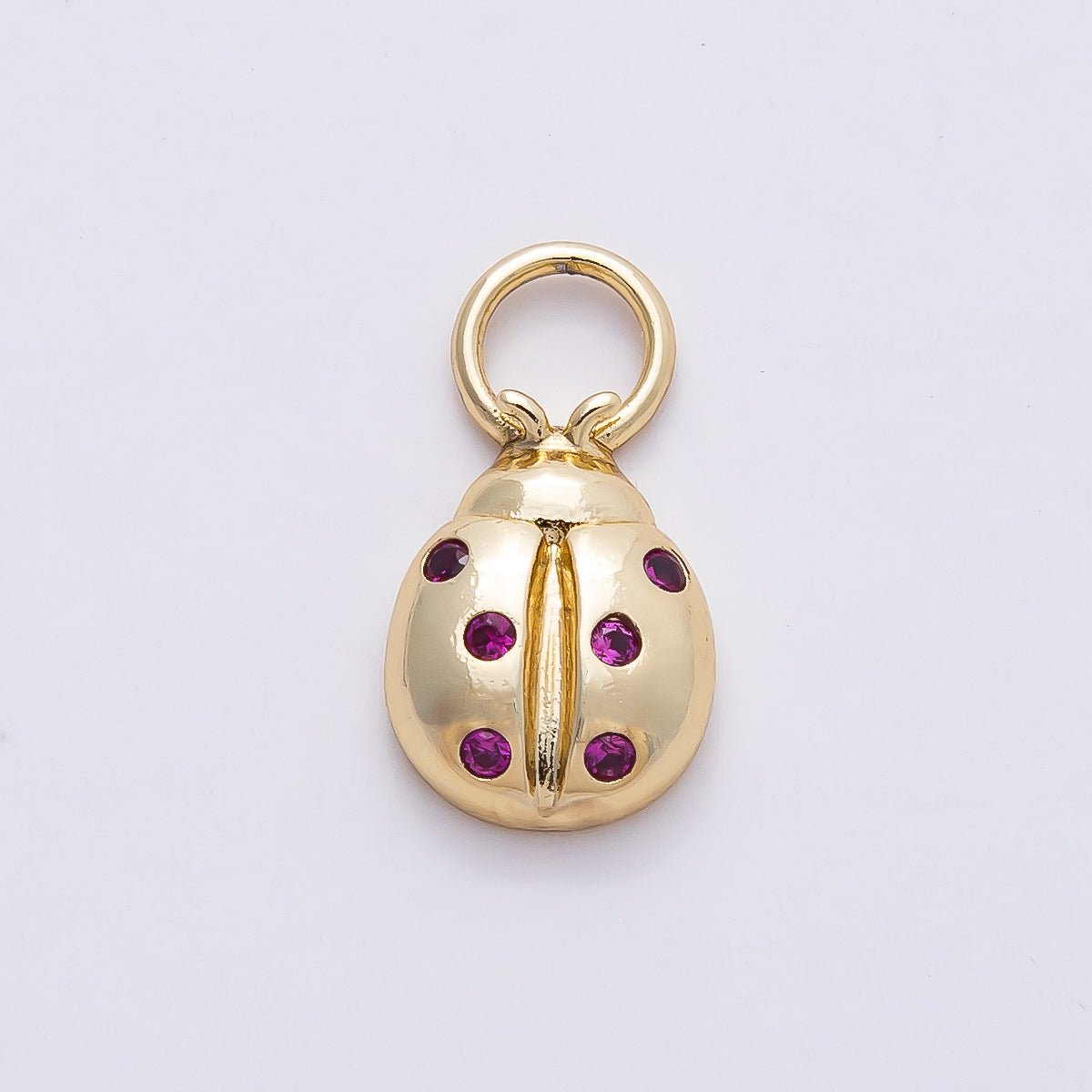14K Gold Filled 17mm Pink CZ Ladybug Animal Charm | Charms - 00747 - DLUXCA
