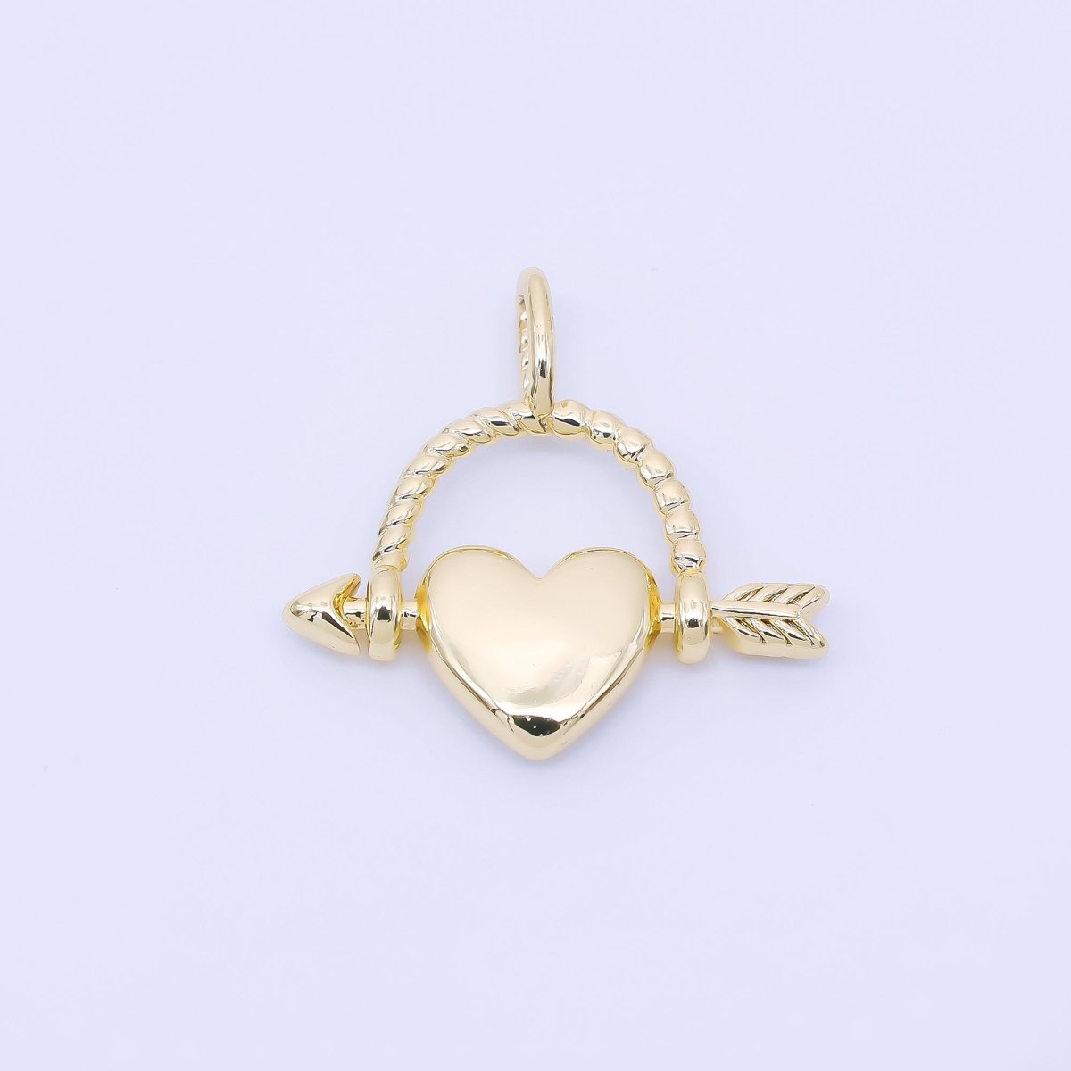 14K Gold Filled 19mm Cupid Heart Love's Arrow Pendant | AA1648 - DLUXCA