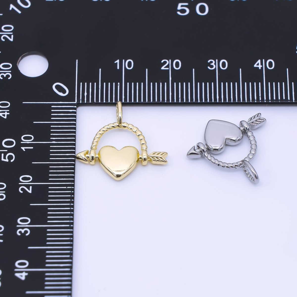 14K Gold Filled 19mm Cupid Heart Love's Arrow Pendant | AA1648 - DLUXCA