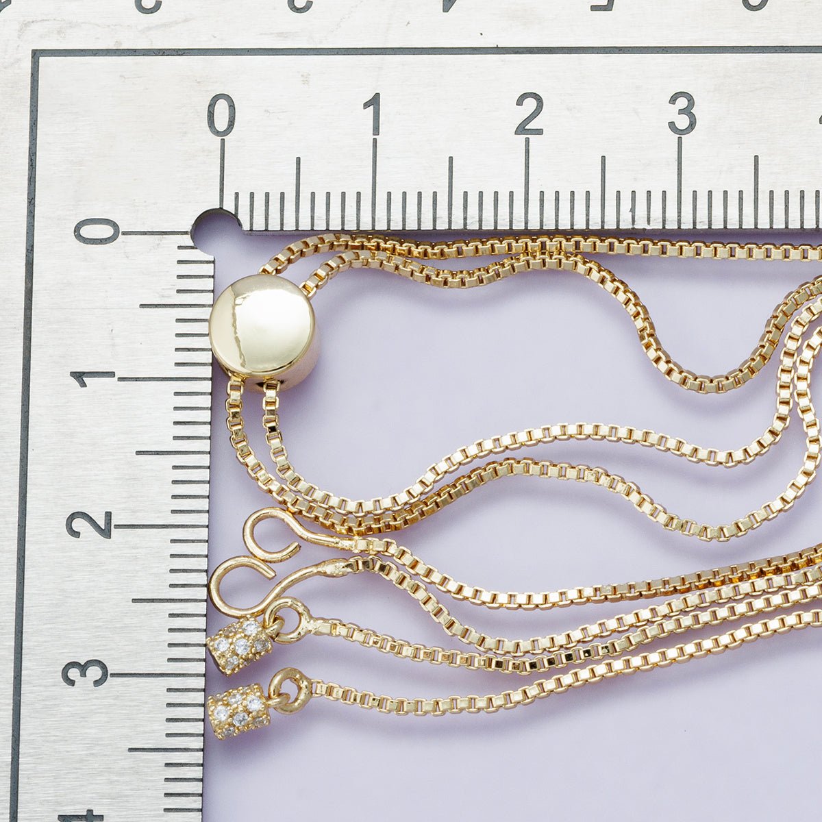 14K Gold Filled 1mm Box Chain Bolo Slider Adjustable 19 Inch Necklace | WA - 04200 - DLUXCA