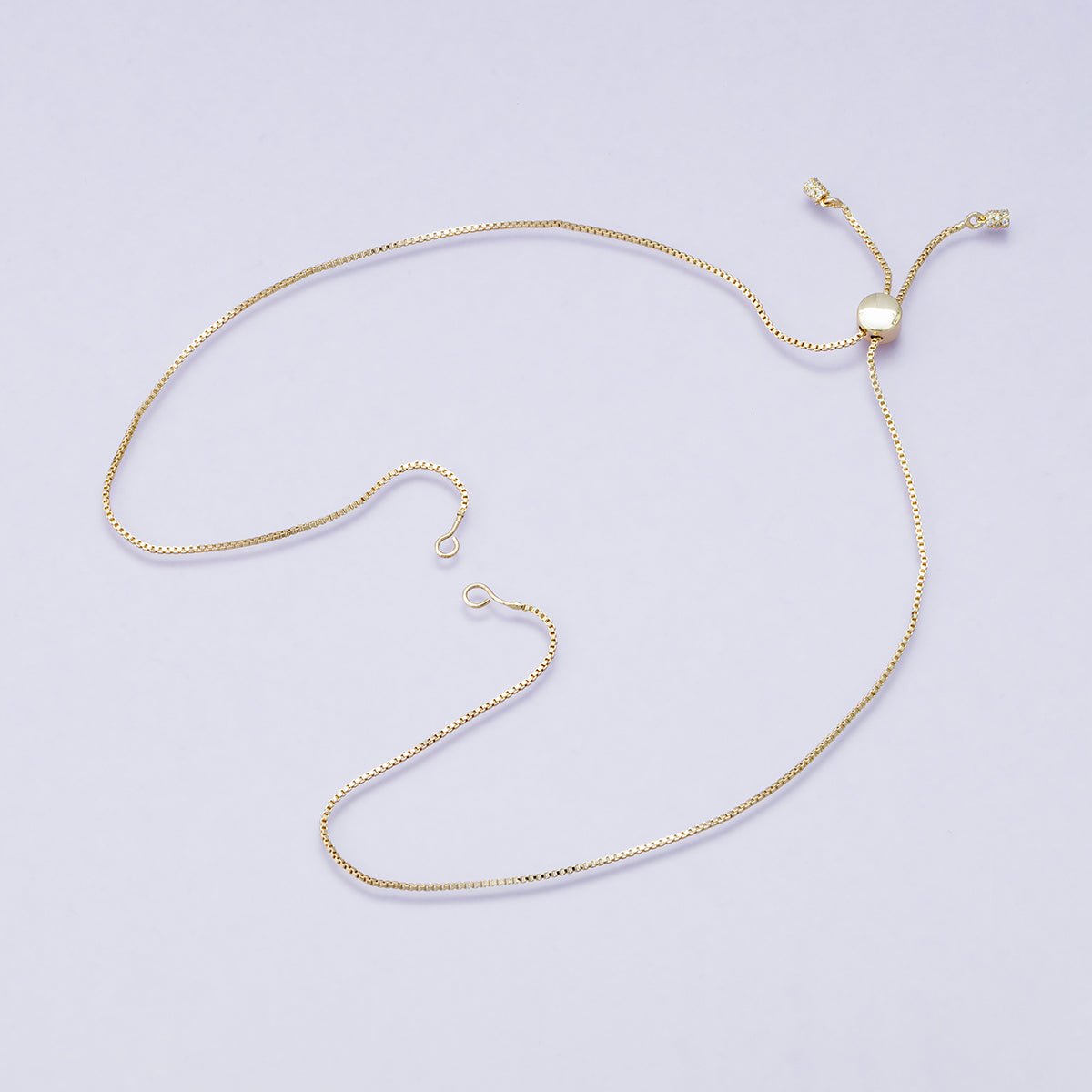 14K Gold Filled 1mm Box Chain Bolo Slider Adjustable 19 Inch Necklace | WA - 04200 - DLUXCA