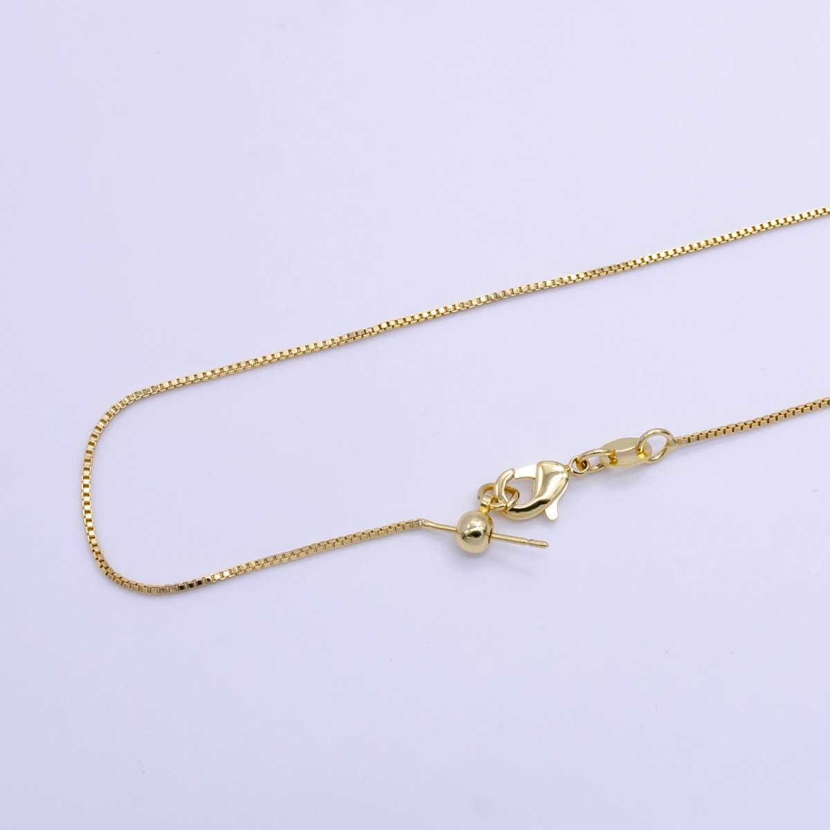 14K Gold Filled 1mm Dainty Box Chain 19 Inch Layering Adjustable Slider Necklace | WA - 707 - DLUXCA