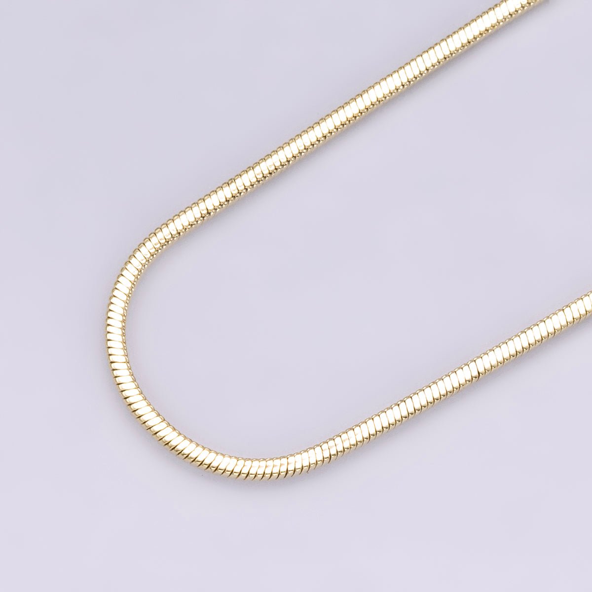 14K Gold Filled 1mm Minimalist Ribbed Snake Chain 20 Inch Necklace | WA - 04286 - DLUXCA