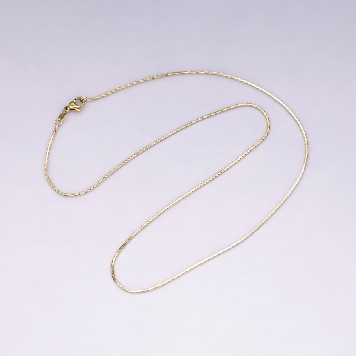 14K Gold Filled 1mm Minimalist Ribbed Snake Chain 20 Inch Necklace | WA - 04286 - DLUXCA