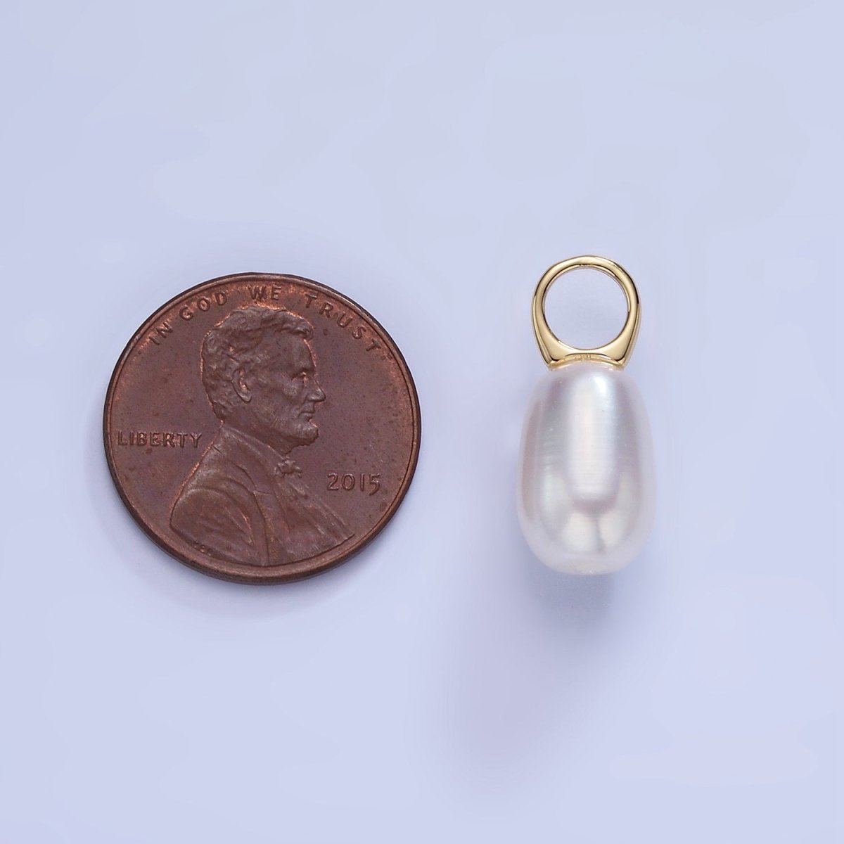 14K Gold Filled 20mm Biwa Shell Pearl Drop Pendant | P1742 - DLUXCA