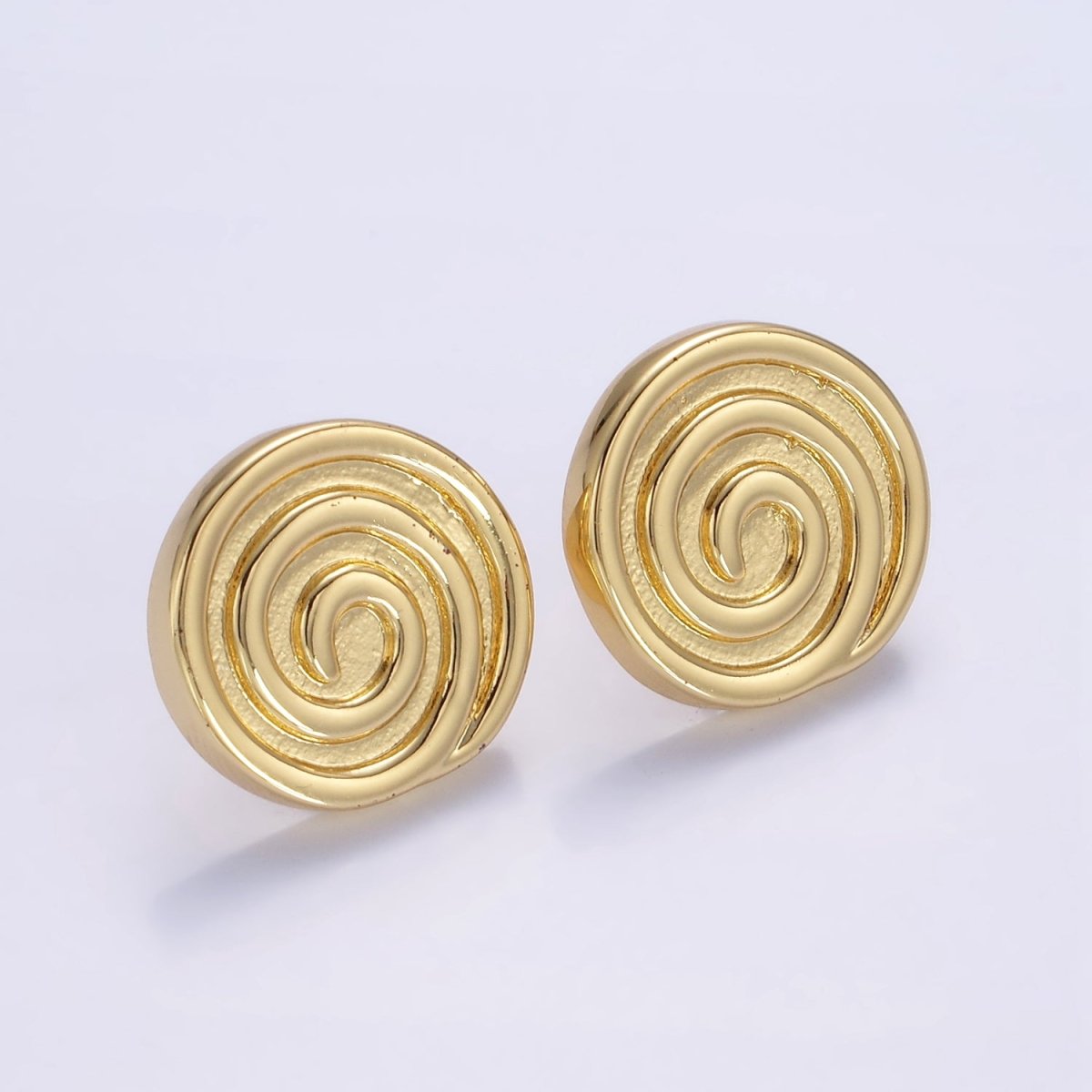14K Gold Filled 20mm Circular Round Stud Earrings | Q081 - DLUXCA