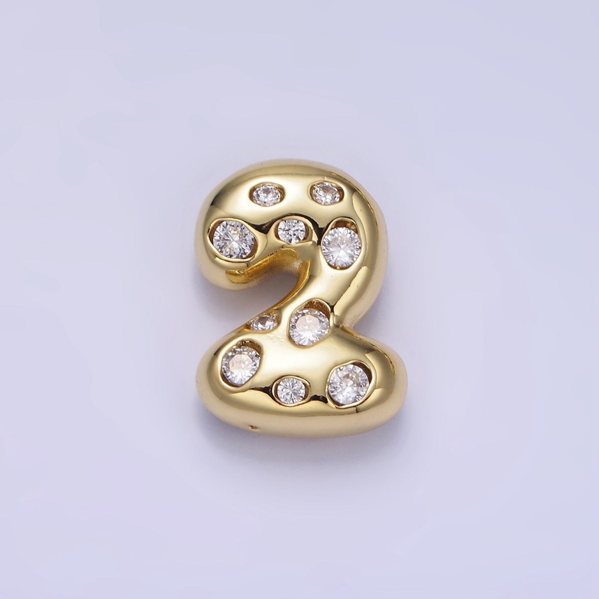 14K Gold Filled 20mm Clear CZ Chubby Balloon Number Numerical Pendant | AG775 - AG779 - DLUXCA