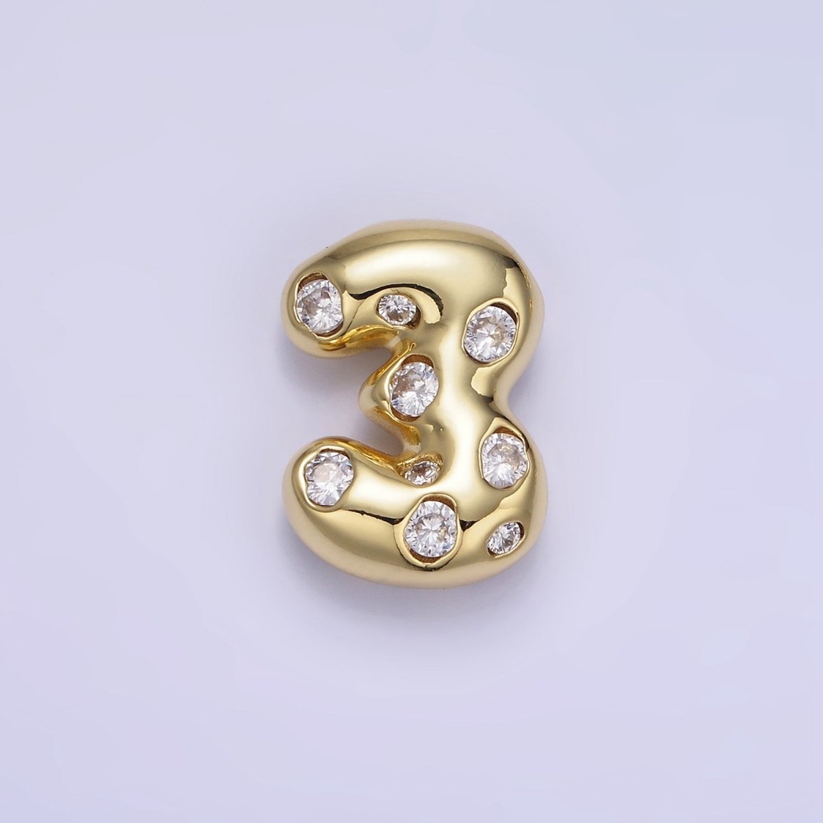 14K Gold Filled 20mm Clear CZ Chubby Balloon Number Numerical Pendant | AG775 - AG779 - DLUXCA