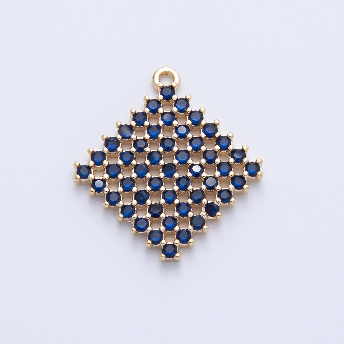 14K Gold Filled 20mm Colorful Micro Paved CZ Rhombus Geometric Charm | AK211 - AK213 - DLUXCA