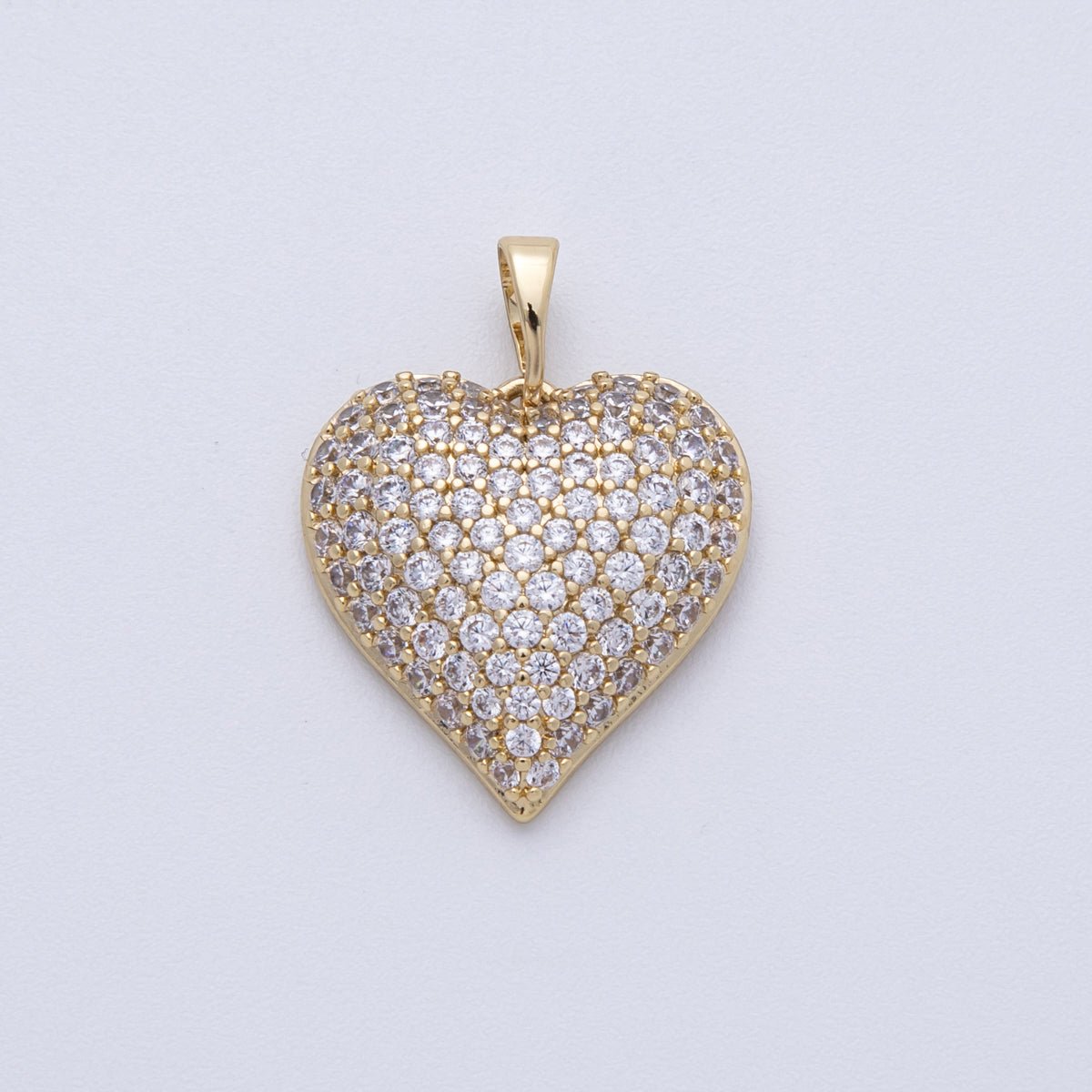 14K Gold Filled 20mm Micro Paved CZ Heart Pendant | CHARMS - 00132 - DLUXCA