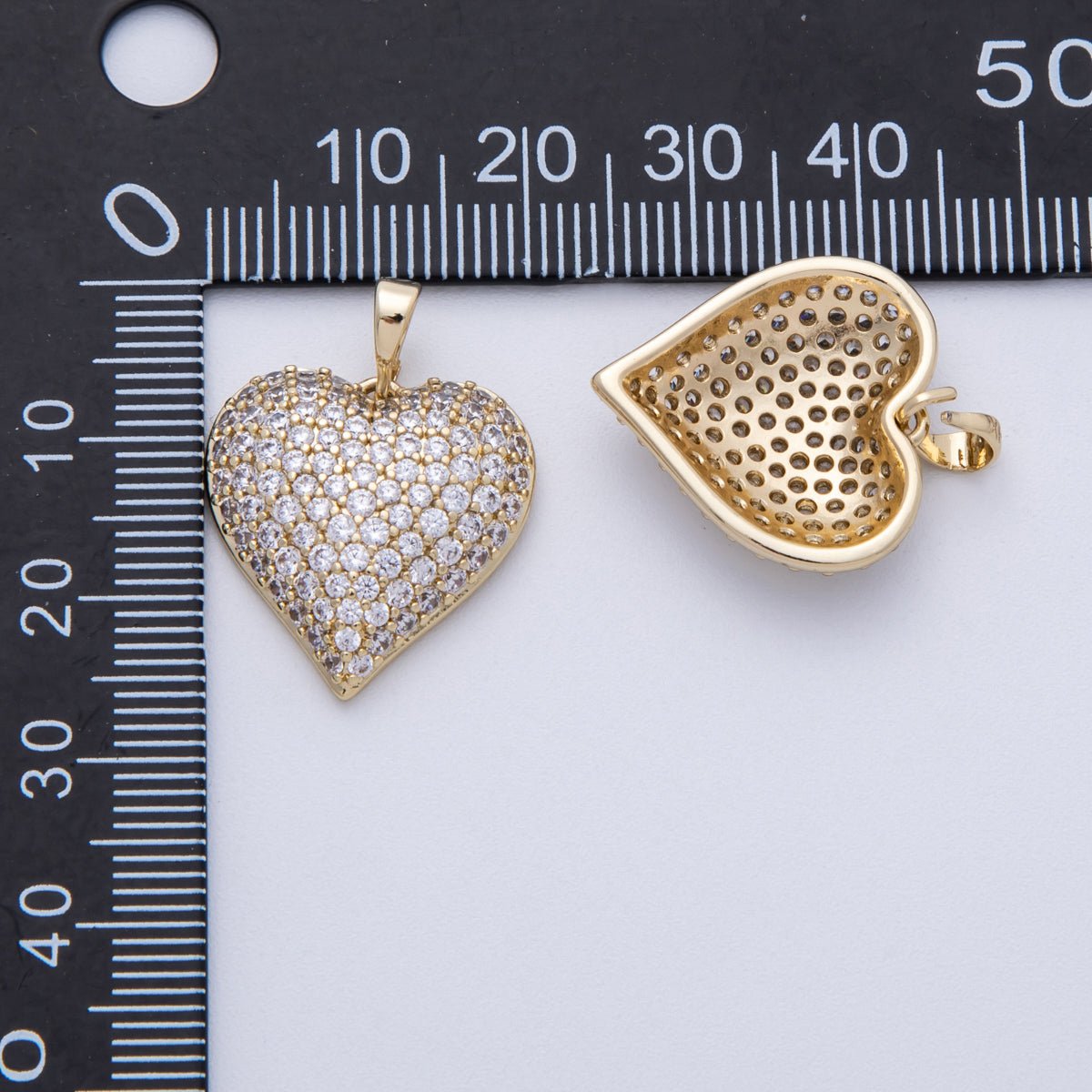 14K Gold Filled 20mm Micro Paved CZ Heart Pendant | CHARMS - 00132 - DLUXCA