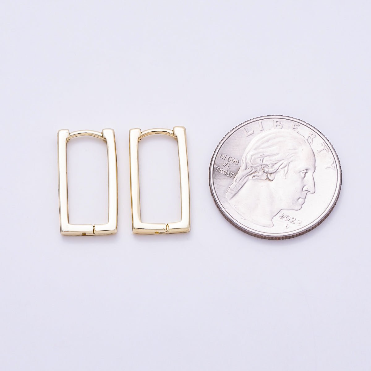 14K Gold Filled 20mm Minimalist Thin Rectangle Hoop | Earrings-00760 - DLUXCA