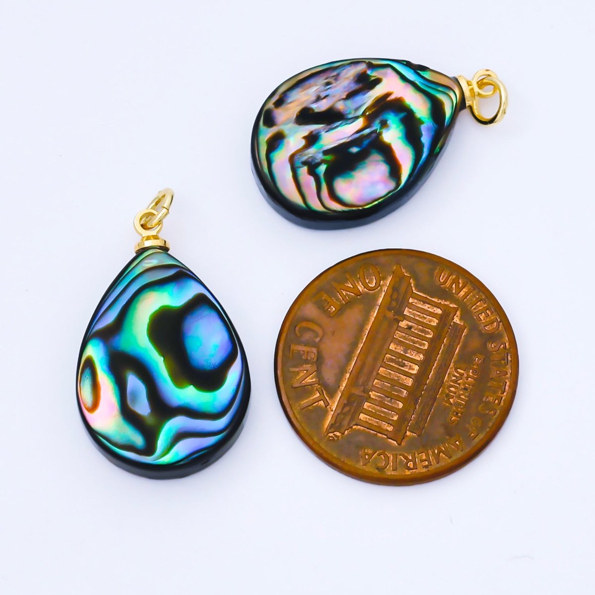 14K Gold Filled 21mm Abalone Pearl Teardrop Charm | AF583 - DLUXCA