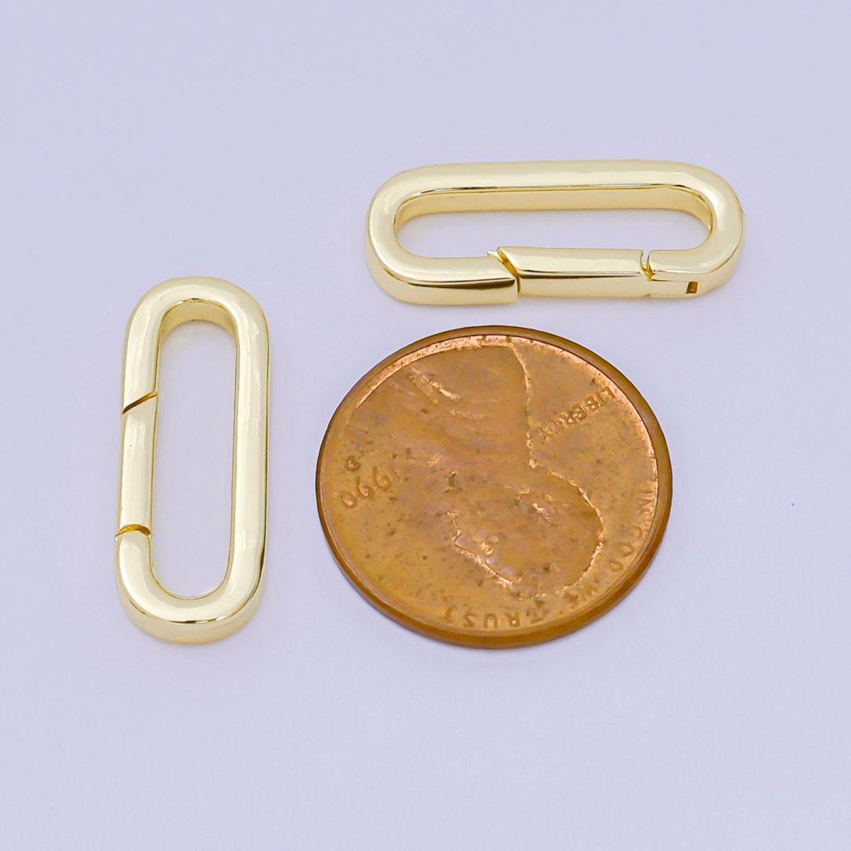 14K Gold Filled 21mm Long Oval Push Gate Clasp Closure Finding in Gold & Silver | Z1335 - DLUXCA