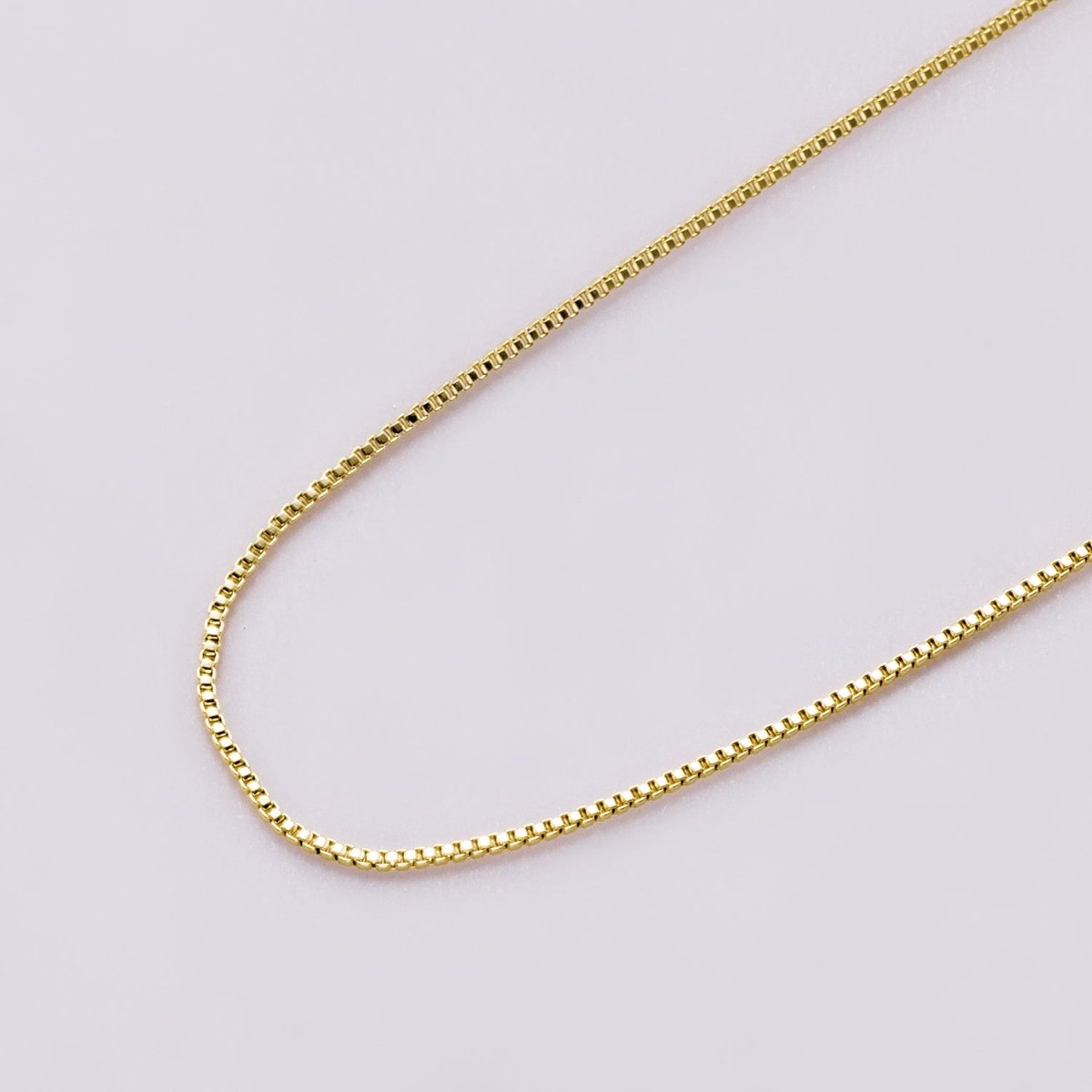 14K Gold Filled 2.2mm Minimalist Box Chain 16 Inch Necklace | CN - 00944 - DLUXCA
