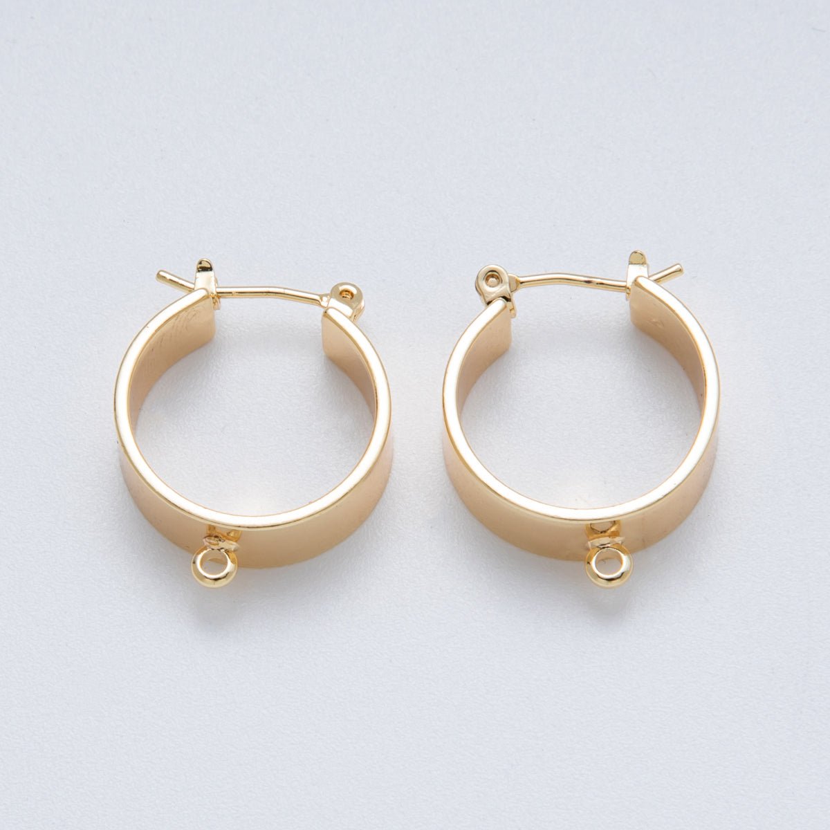 14K Gold Filled 22mm Minimalist Wide Drop Latch Hoop Earrings Findings | Findings - 400003 - DLUXCA