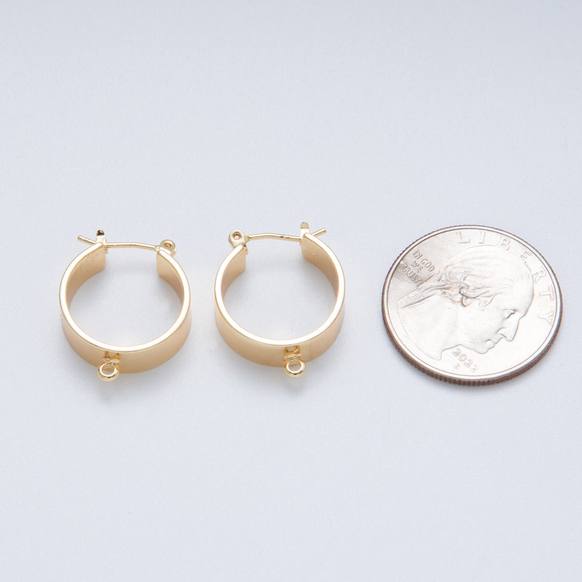 14K Gold Filled 22mm Minimalist Wide Drop Latch Hoop Earrings Findings | Findings - 400003 - DLUXCA