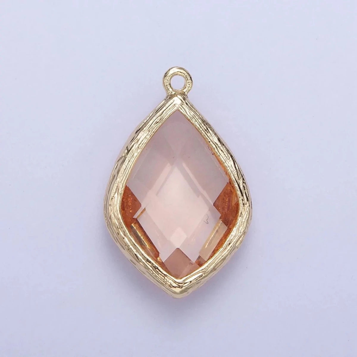 14k Gold Filled 22mm Teardrop Diamond Charm In Milky White and Peach | AG - 00005 - DLUXCA