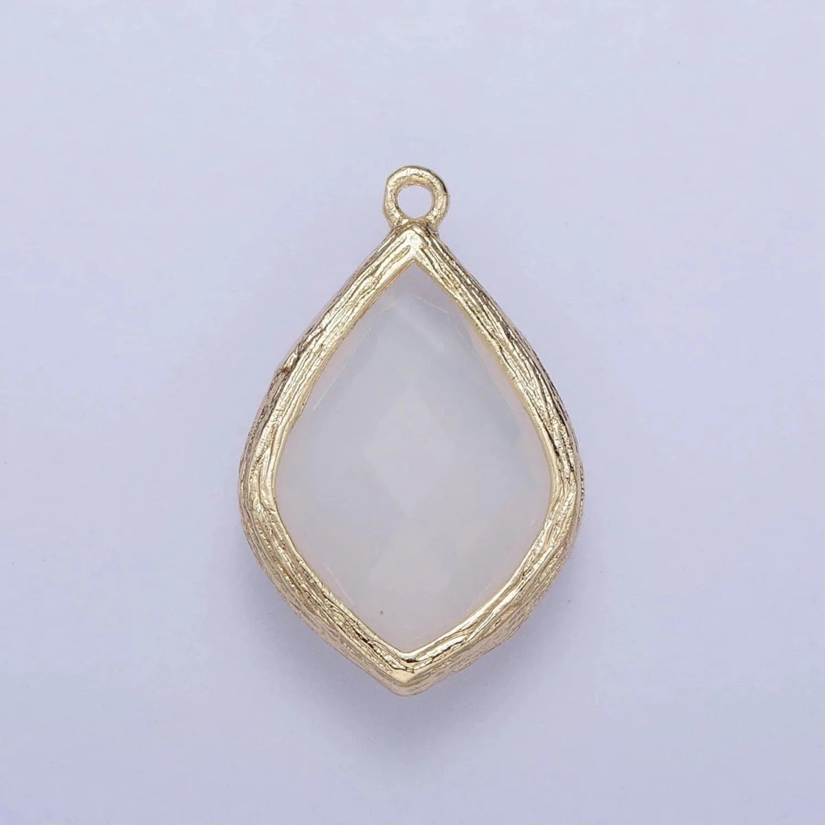 14k Gold Filled 22mm Teardrop Diamond Charm In Milky White and Peach | AG - 00005 - DLUXCA