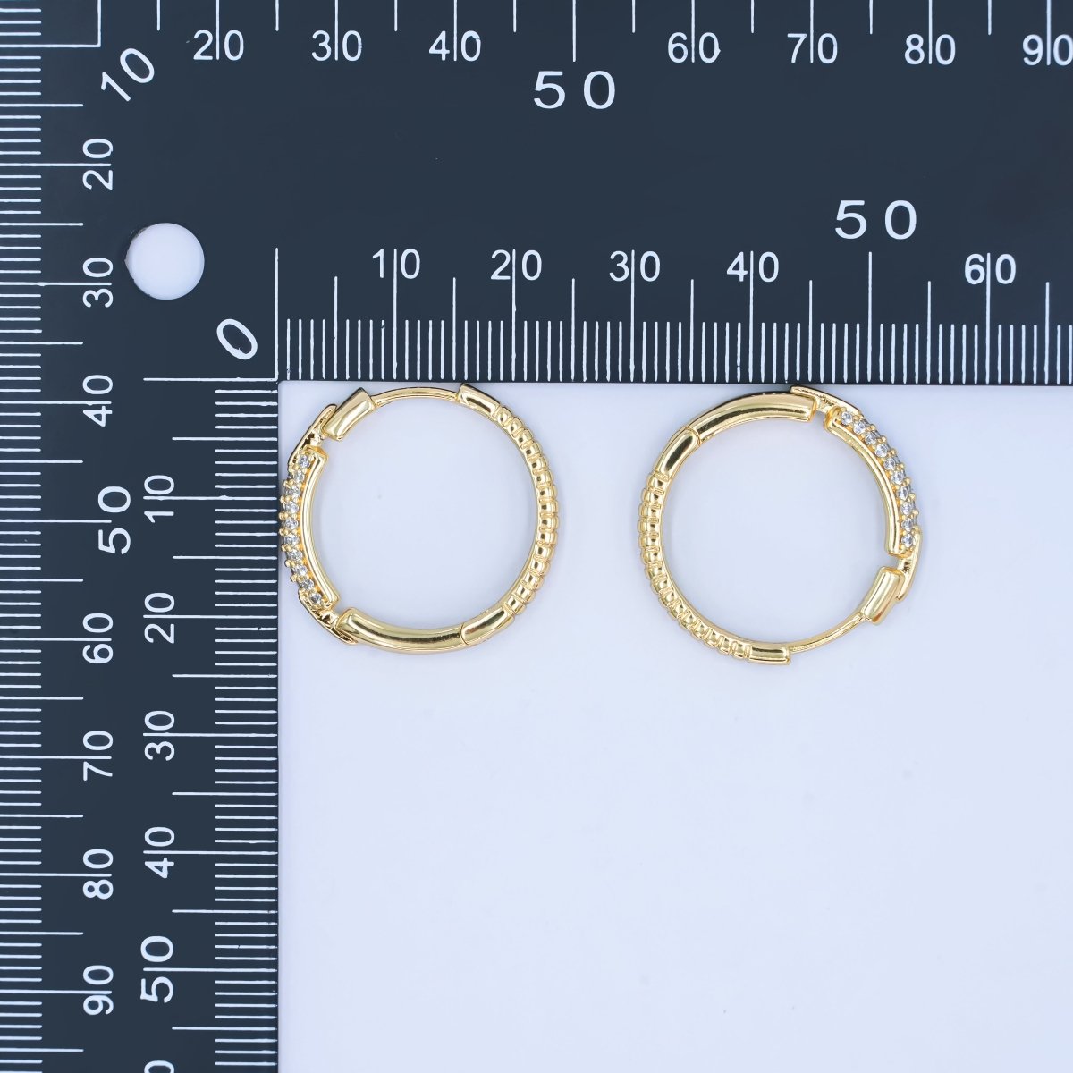 14K Gold Filled 23mm Double Micro Paved CZ Endless Hoop Earrings | AB1541 - DLUXCA