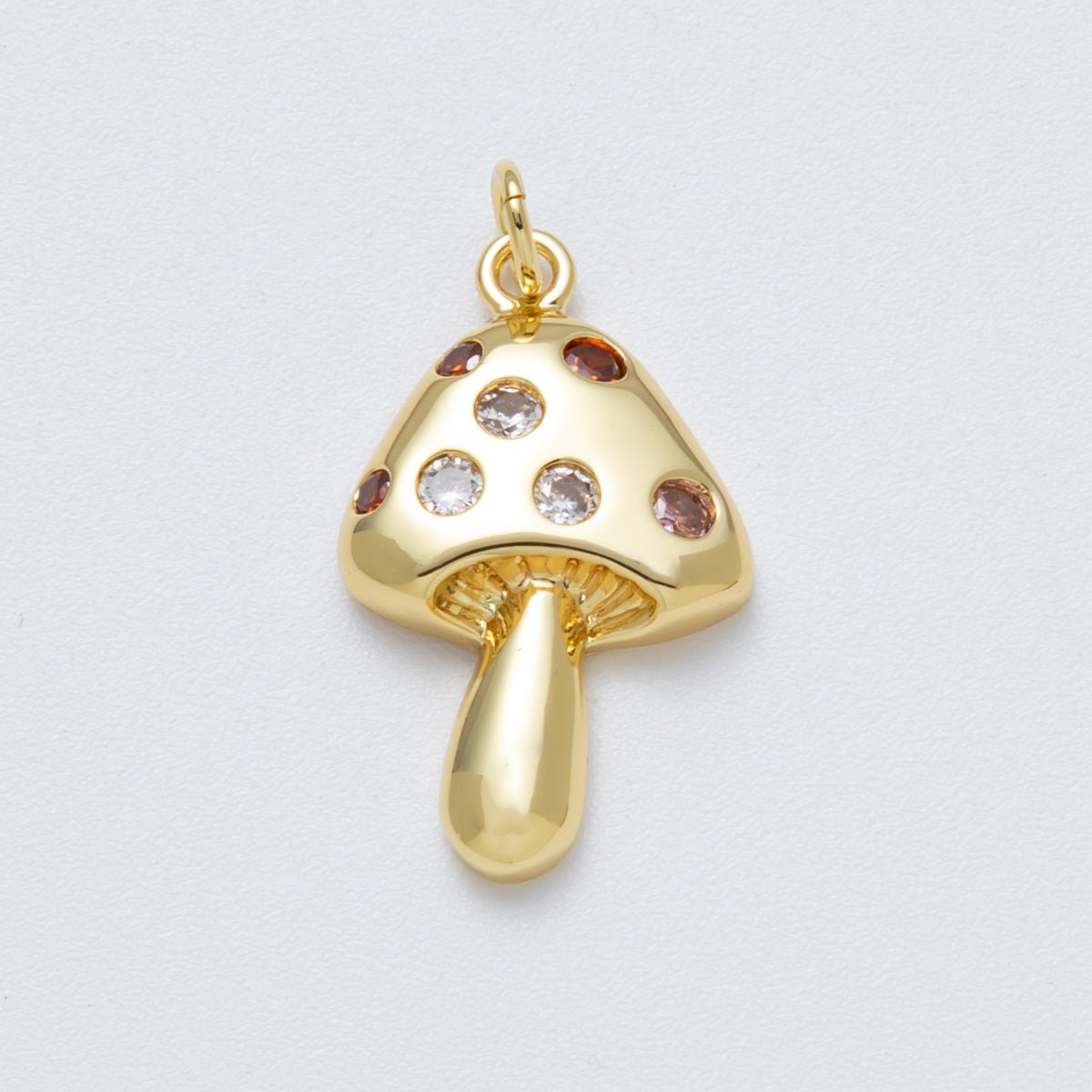 14K Gold Filled 24.5mm Multicolor CZ Dotted Mushroom Plant Charm | Charms - 00041 - DLUXCA