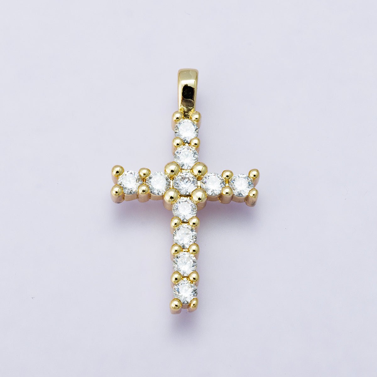 14K Gold Filled 24mm Micro Paved CZ Religious Cross Pendant in Gold, Silver, Rose Gold | H00230 - DLUXCA