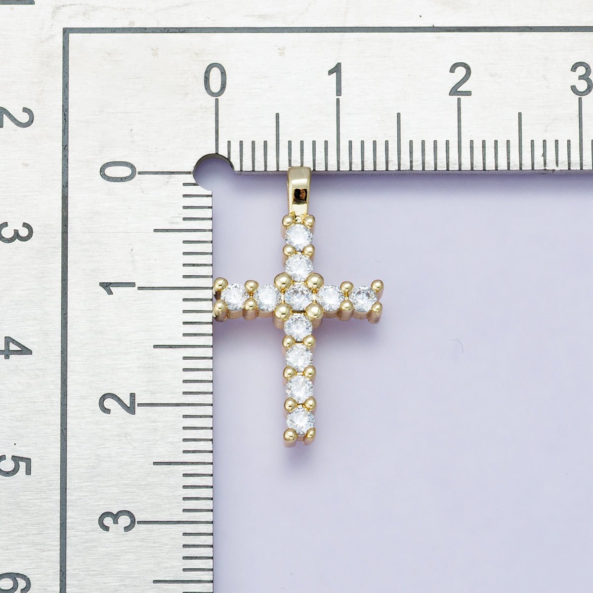 14K Gold Filled 24mm Micro Paved CZ Religious Cross Pendant in Gold, Silver, Rose Gold | H00230 - DLUXCA